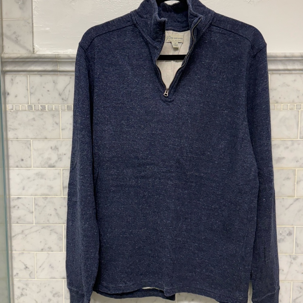 J Crew Men's Navy Blue Quarter-Zip Sweater
